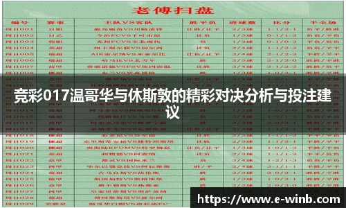 竞彩017温哥华与休斯敦的精彩对决分析与投注建议