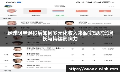 足球明星退役后如何多元化收入来源实现财富增长与持续影响力